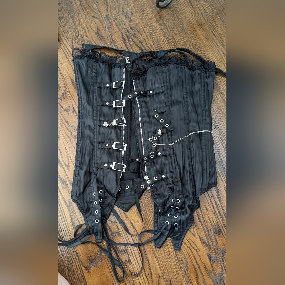 Black Corset with Lacing and Buckles